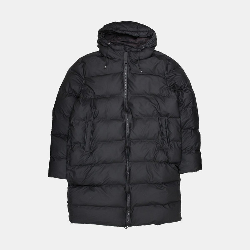 Rains Alta Long Puffer Jacket / Size XS / Long / Mens / Black / Polyester